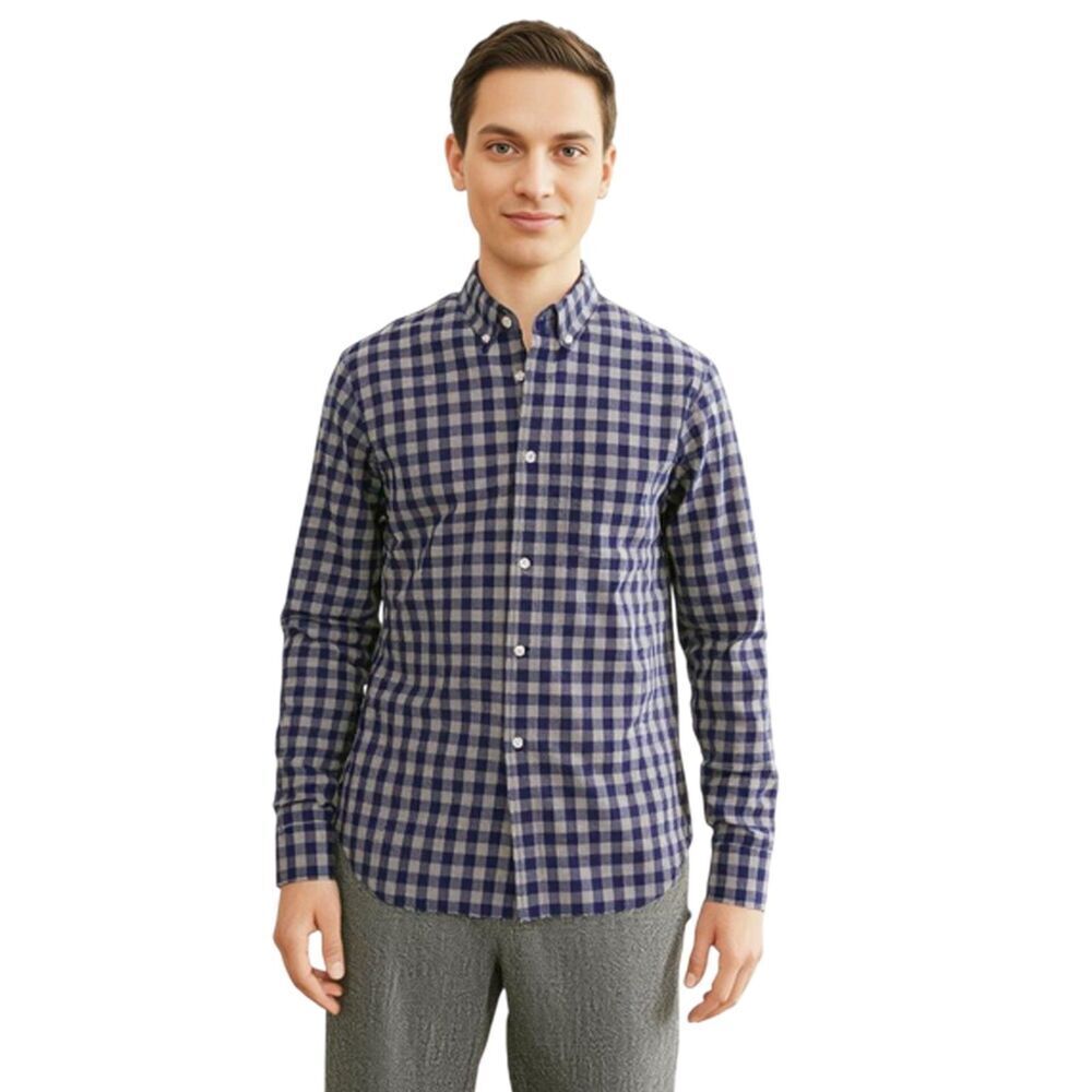 Old Navy Blue & Gray Plaid Button Down Shirt Size L